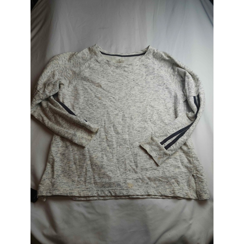 Sonoma Goods For Life Womens Space Dye Raglan Sweatshirt Grey White Stripe XL
